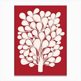 Beige Tree On Red Canvas Print