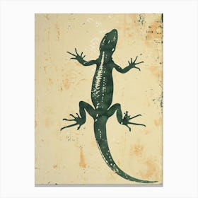 Forest Green Skinks Lizard Blockprint 5 Canvas Print