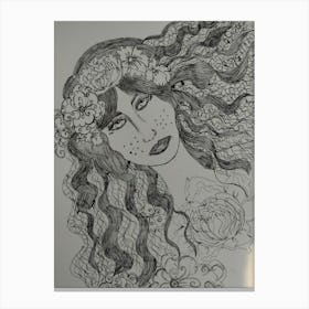 Lady pen drawing Canvas Print