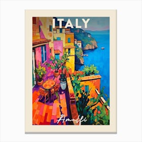 Amalfi Coast Italy 2 Fauvist Painting  Travel Poster Canvas Print