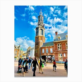 Clock Tower In Amsterdam 2 Canvas Print