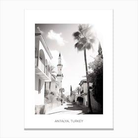 Poster Of Antalya, Turkey, Photography In Black And White 4 Canvas Print