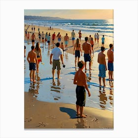 Crowded Beach Walk Canvas Print