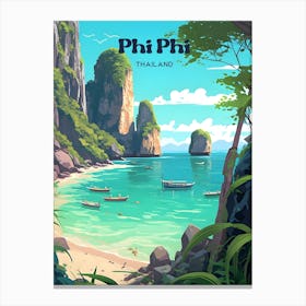 Phi Phi Thailand Summer Modern Travel Art Canvas Print