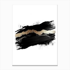 Black And Gold Brush Strokes 1 Canvas Print