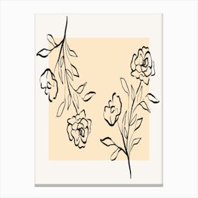 Flowers On A Beige Background Canvas Print