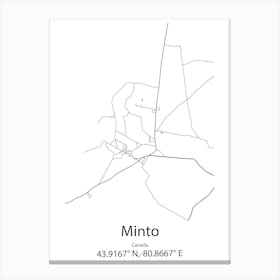 Minto,Canada Minimalist Map Canvas Print