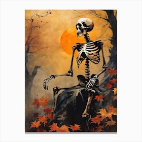 Vintage Halloween Gothic Skeleton Painting (12) Canvas Print