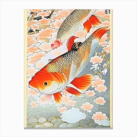 Showa Koi 1, Fish Ukiyo E Style Japanese Canvas Print