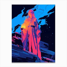 Pagan Ritual | Neon Glitch Art Canvas Print