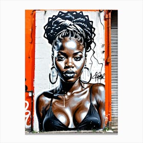 Graffiti Mural Of Beautiful Black Woman 385 Canvas Print