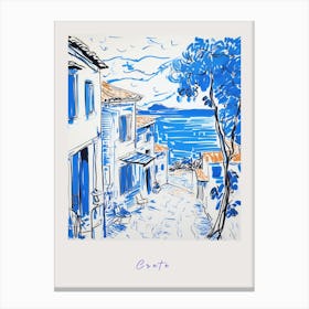 Crete Greece 2 Mediterranean Blue Drawing Poster Canvas Print