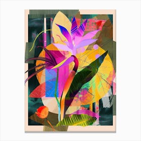 Heliconia 4 Neon Flower Collage Canvas Print