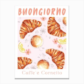 Croissant and Coffee Canvas Print