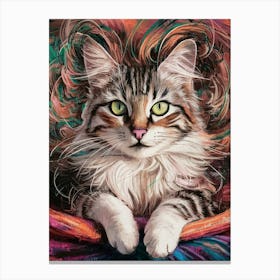 Cat In A Basket Canvas Print