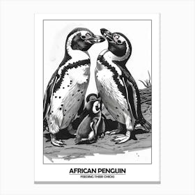 Penguin Feeding Their Chicks Poster Canvas Print