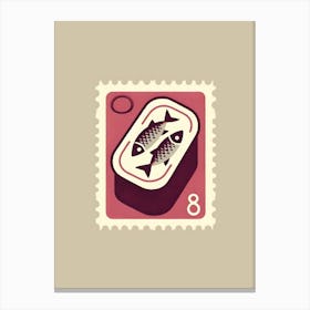 Fish Sardines Postage Stamp Illustration Canvas Print