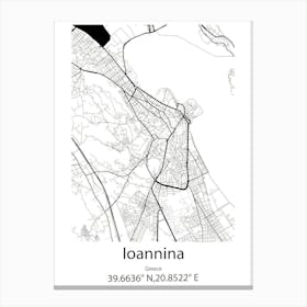 Ioannina,Greece Minimalist Map Canvas Print