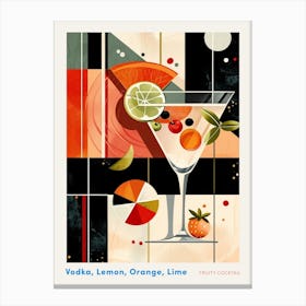 Orange & Lime Art Deco Inspired Cocktail 3 Poster Canvas Print
