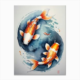 Koi Fish Yin Yang Painting (10) Canvas Print