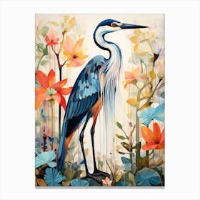 Bird Painting Collage Great Blue Heron 5 Canvas Print