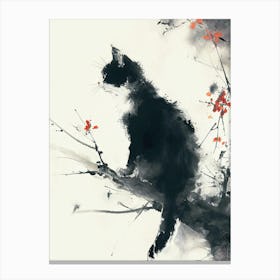 Cat On A Branch Canvas Print