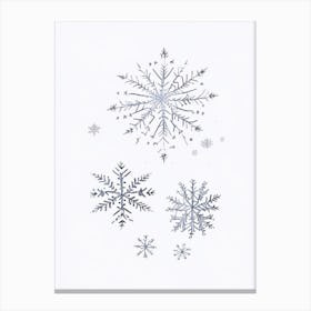 Snowflakes In The Snow,  Snowflakes Pencil Illustration 2 Canvas Print