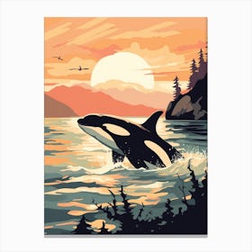 Orca Whale By Rocky Coastline5 Canvas Print