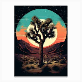 Joshua Tree At Night, Retro Illustration(4) Canvas Print