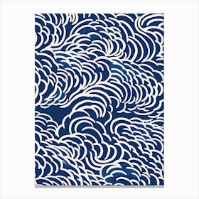 Blue And White Wild Waves Canvas Print