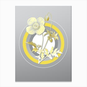 Botanical Welsh Poppy in Yellow and Gray Gradient n.246 Canvas Print