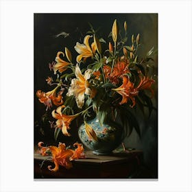 Baroque Floral Still Life Gloriosa Lily 2 Canvas Print