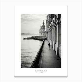 Poster Of Santander, Spain, Black And White Analogue Photography 1 Canvas Print