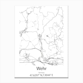 Wehr,Germany Minimalist Map Canvas Print