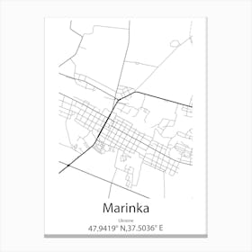 Marinka,Ukraine Minimalist Map Canvas Print