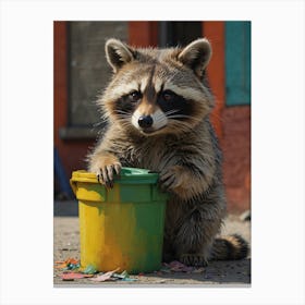 Raccoon In A Bucket 1 Canvas Print