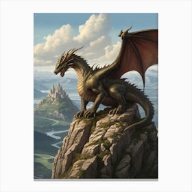 Dragon On Top Of Mountain Canvas Print