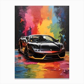 Black Lamborghini With Colorful Background Canvas Print