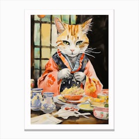 Moody Japanese Cat Playing Cards Canvas Print