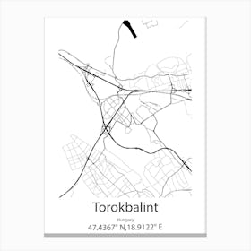 Torokbalint,Hungary Minimalist Map Canvas Print