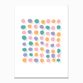 Abstract Pink and Orange Rectangle Paint Dots Canvas Print