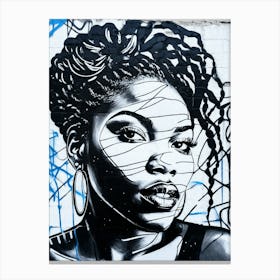 Graffiti Mural Of Beautiful Black Woman 61 Canvas Print