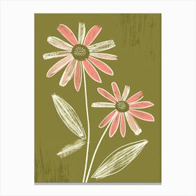 Pink & Green Marigold 1 Canvas Print