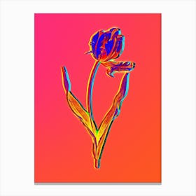 Neon Didier's Tulip Botanical in Hot Pink and Electric Blue n.0215 Canvas Print