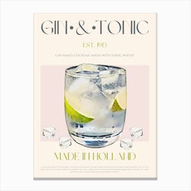 Gin & Tonic Cocktail Mid Century Canvas Print
