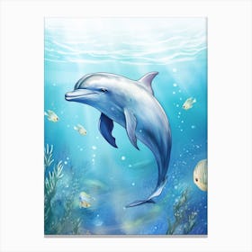 Happy Dolphin In Ocean 6 Canvas Print