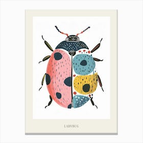 Colourful Insect Illustration Ladybug 22 Poster Canvas Print