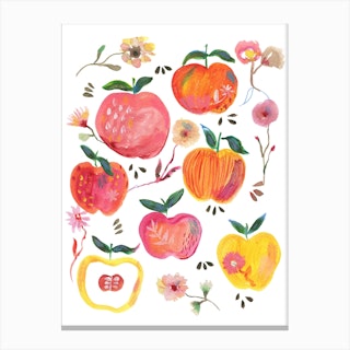 Apples And Florals Canvas Print