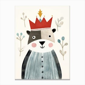 Little Raccoon 3 Wearing A Crown Canvas Print