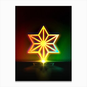 Neon Geometric Glyph in Watermelon Green and Red on Black n.0127 Canvas Print